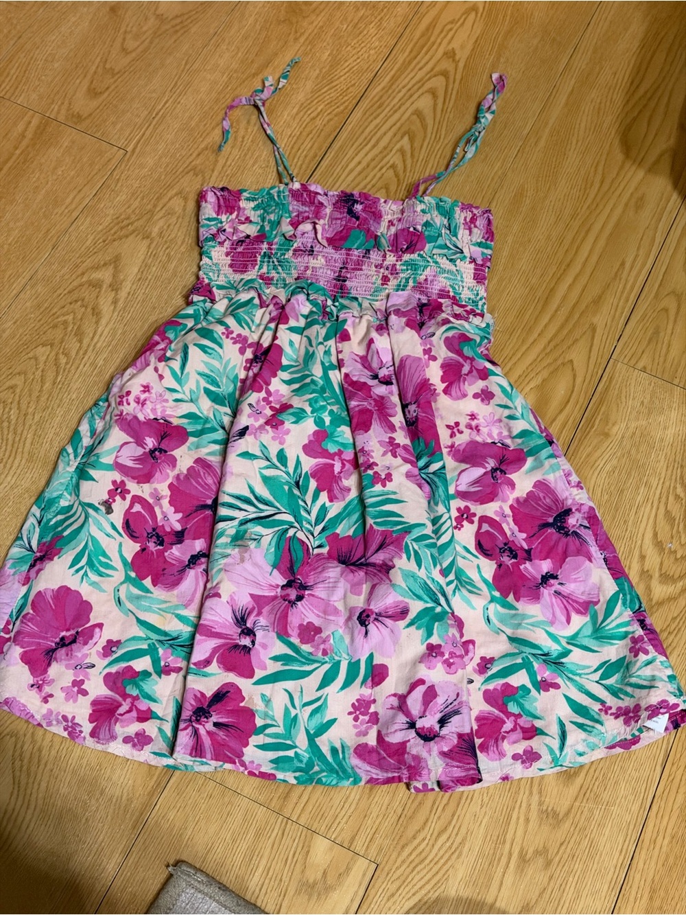 Floral Pink Sundress for Girls - Sleeveless Strappy Dress crewcut size 5 cotton